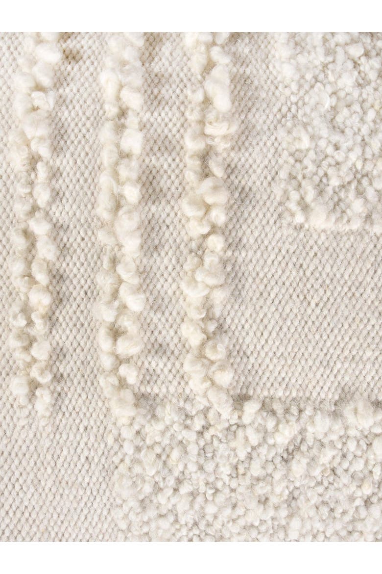White Boucle Patchwork Handwoven Pillow 14x40 with Down Insert, Alternate, color, White