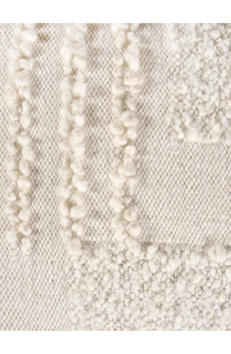 Anaya White Boucle Patchwork Handwoven Pillow 14x40 with Down Alternative Insert, Alternate, color, 