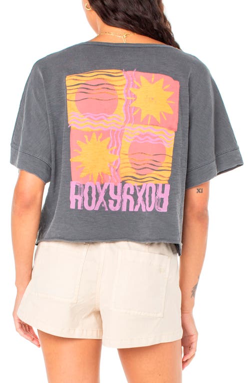 Roxy Sun Stamps Crop Cotton Graphic T-shirt In Phantom