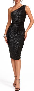 Love By Design Sequin One-Shoulder Midi Dress