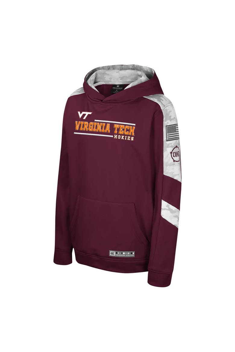 Youth Colosseum Maroon Virginia Tech Hokies OHT Military Appreciation Cyclone Digital Camo Pullover Hoodie, Alternate, color, Maroon