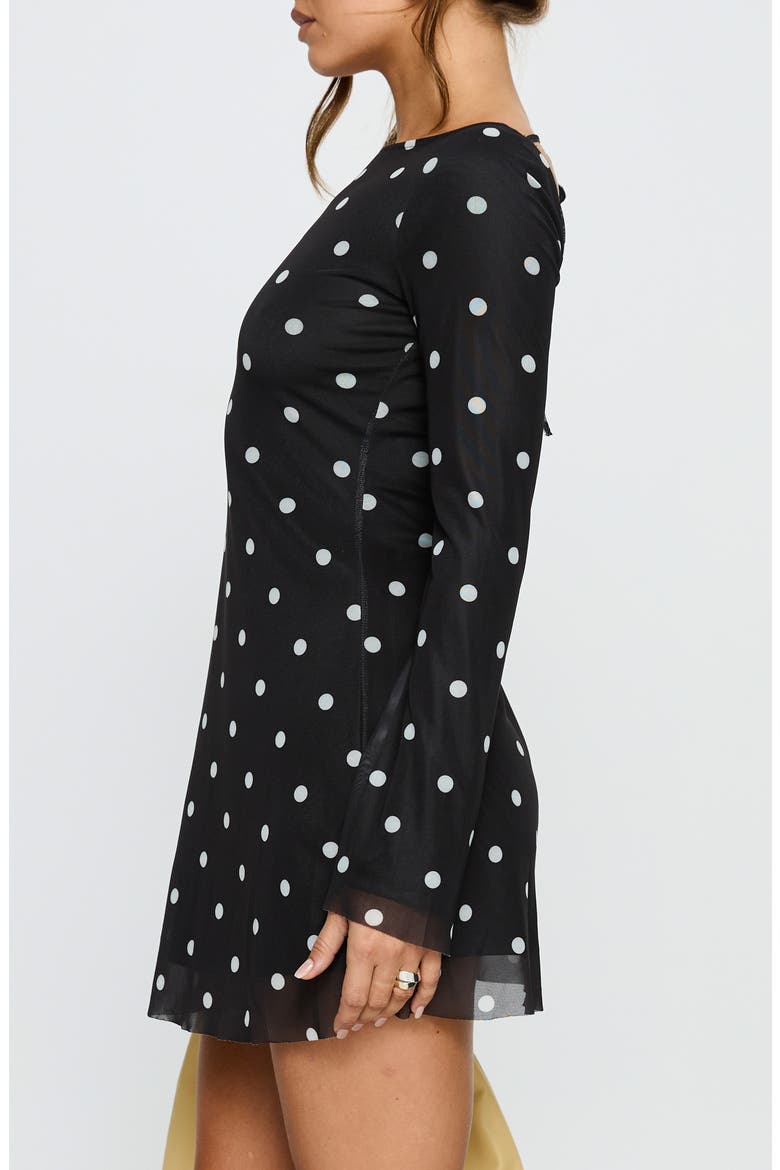 Lukea Polka Dot Long Sleeve Mesh Minidress, Alternate, color, BLACK POLKA DOT