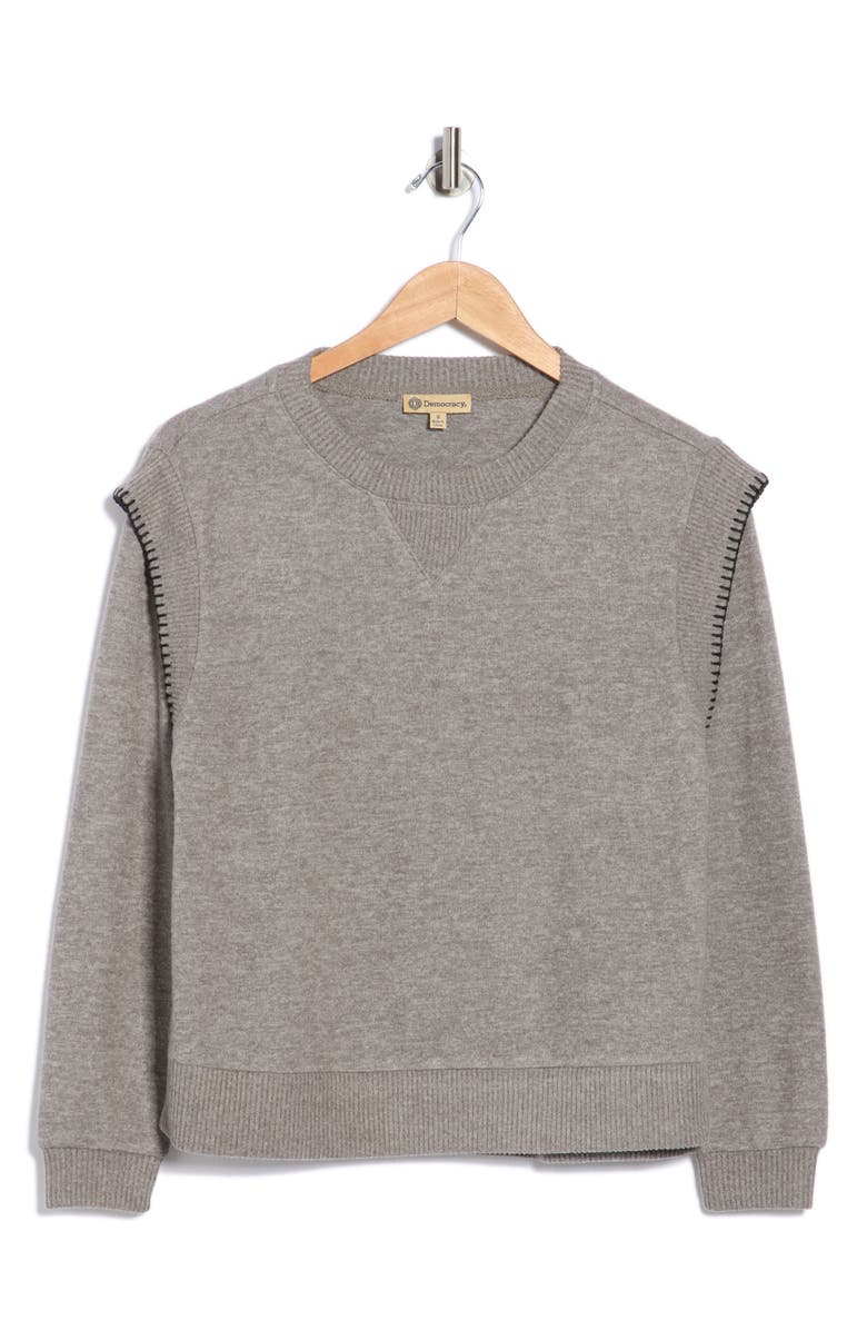 Democracy Whipstitched Sweatshirt, Main, color, Heather Putty/ Black