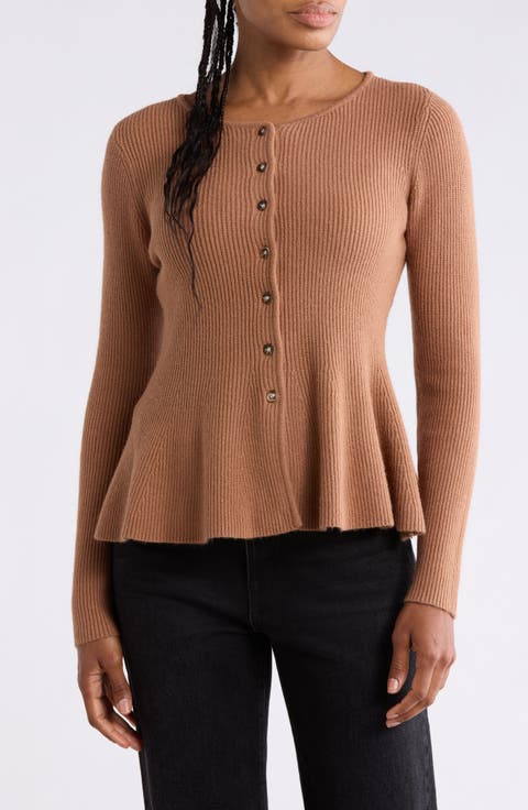 Scoop Neck Peplum Cardigan