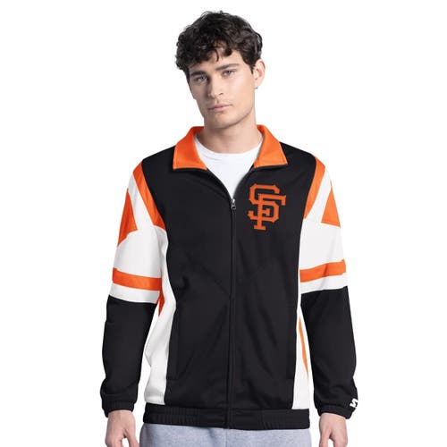 Starter Black/orange San Francisco Giants Contender Tricot Full-zip Track Jacket