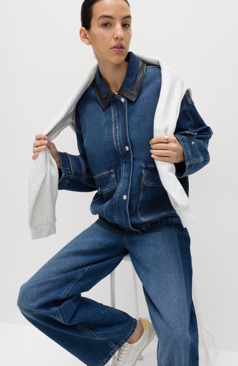 M&S Denim Bomber Jacket, Alternate, color, Medium Indigo Blue