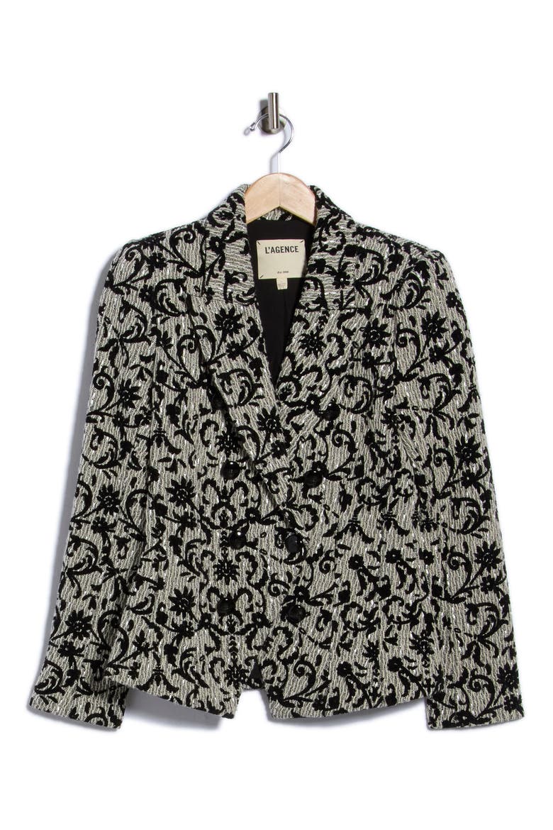 Bethany Structured Wool Blend Blazer, Alternate, color, BLACK/ GREY FLOCKED TWEED