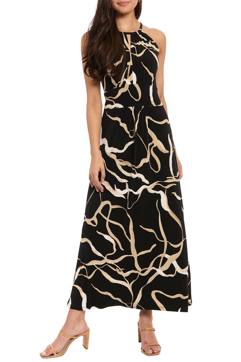 Morris Abstract Print Sleeveless Jersey Maxi Dress, Main, color, BLACK ONYX/ NOMAD