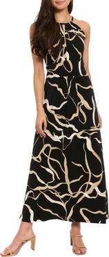 London Times Morris Abstract Print Sleeveless Jersey Maxi Dress