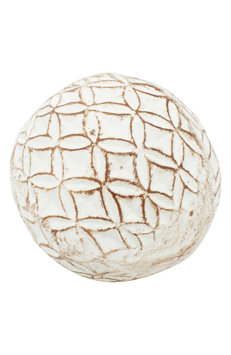 SONOMA SAGE HOME White Ceramic Handmade Carved Orbs & Vase Filler with Varying Patterns - Set of 4, Alternate, color, White