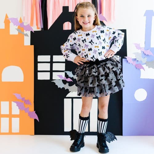 Sweet Wink Flocked Bats Halloween Tutu In Black
