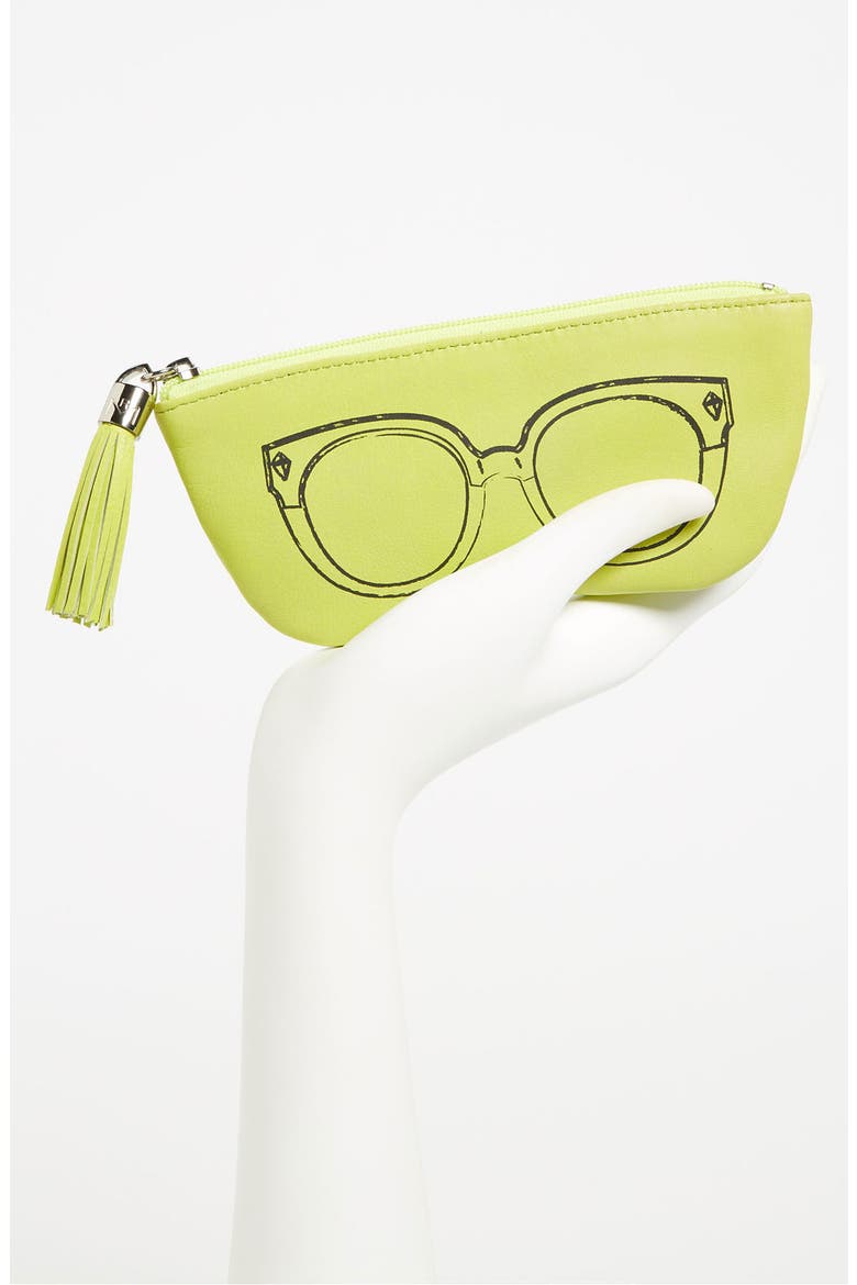 Leather Sunglasses Case, Alternate, color, CHARTREUSE