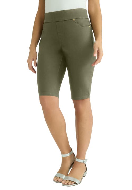 Jessica London Comfort Waist Stretch Denim Bermuda Short In Green