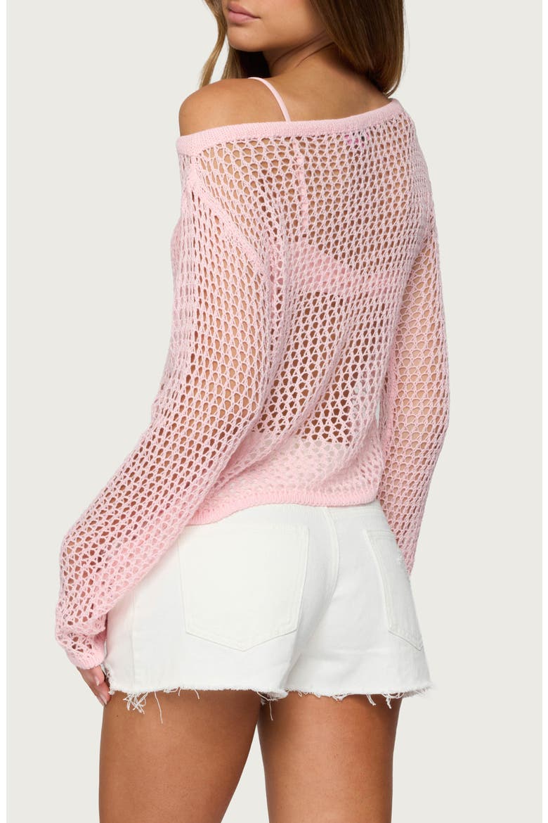 Inara Off-the-Shoulder Long Sleeve Mesh Top, Alternate, color, LIGHT-PINK