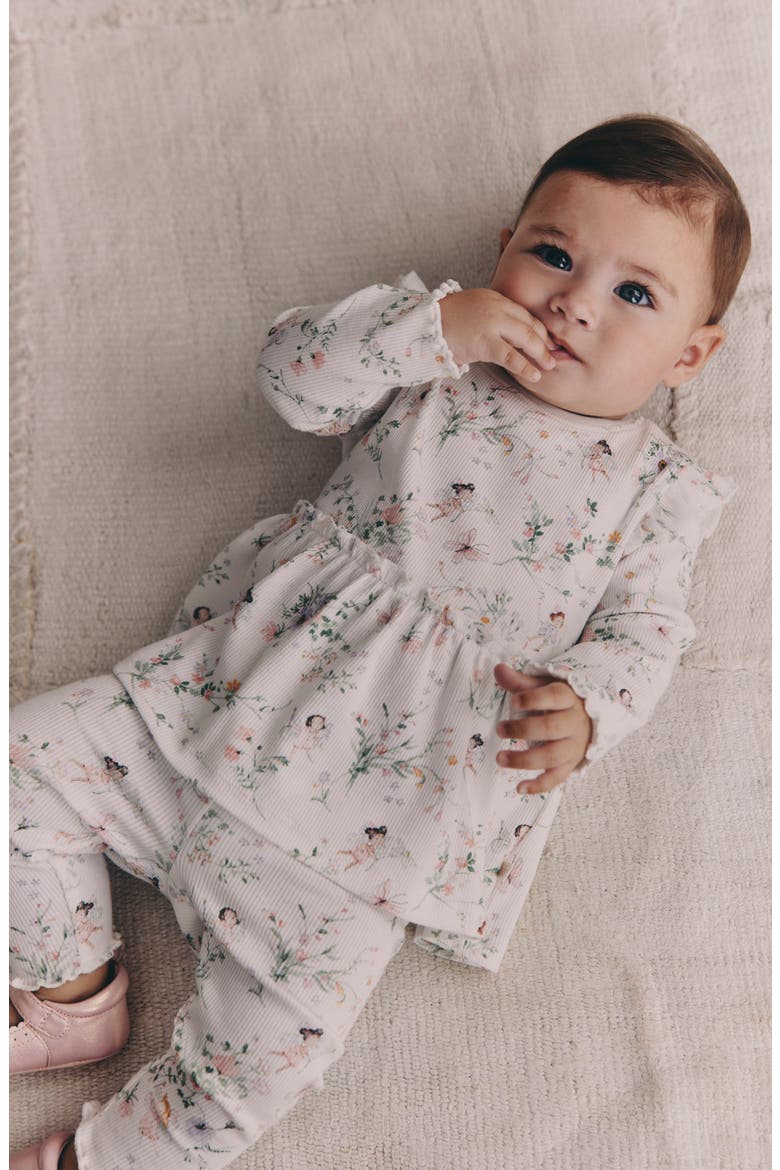 Kids' Peplum Rib Two-Piece Set, Alternate, color, WHITE