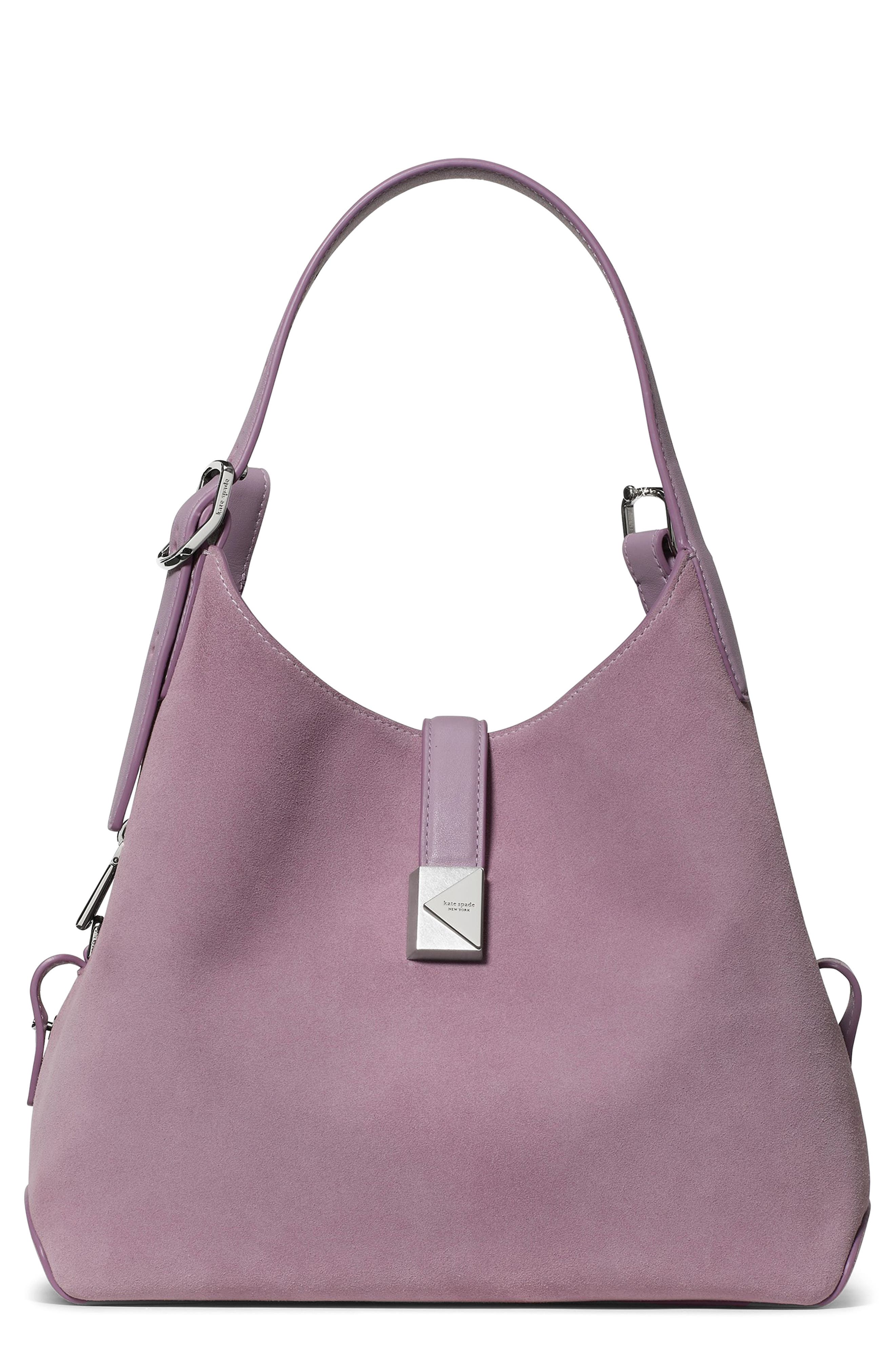 Kate Spade New York deco suede shoulder bag, Main, color, Market Purple Multi