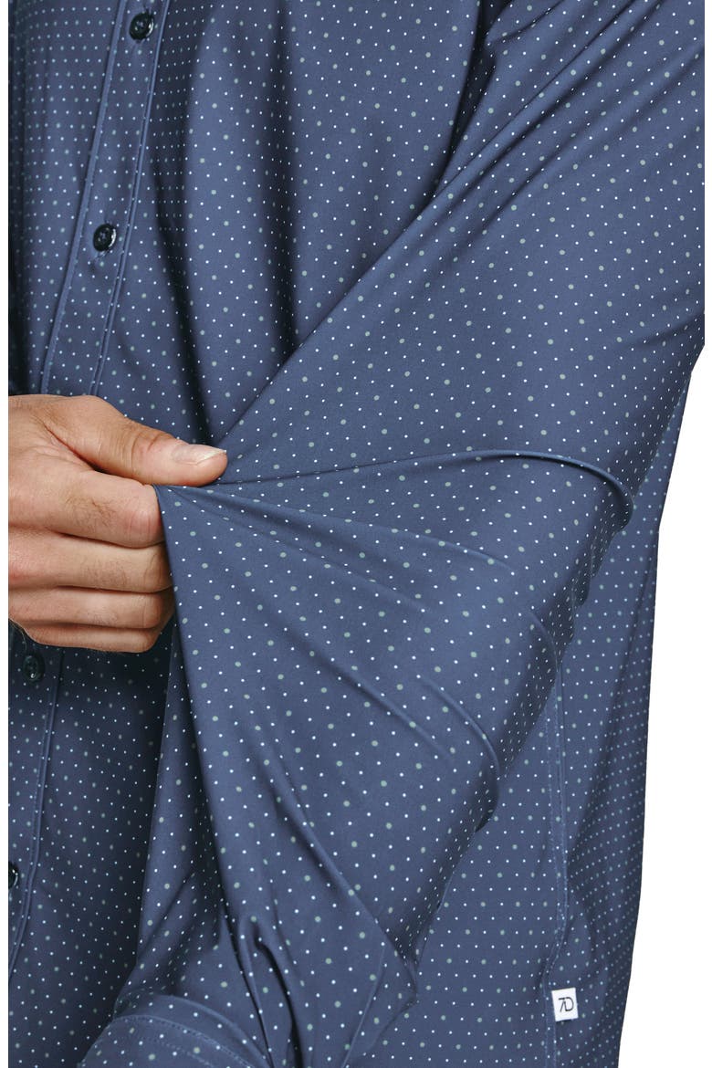 Anton Dot Print Performance Button-Up Shirt, Alternate, color, NAVY