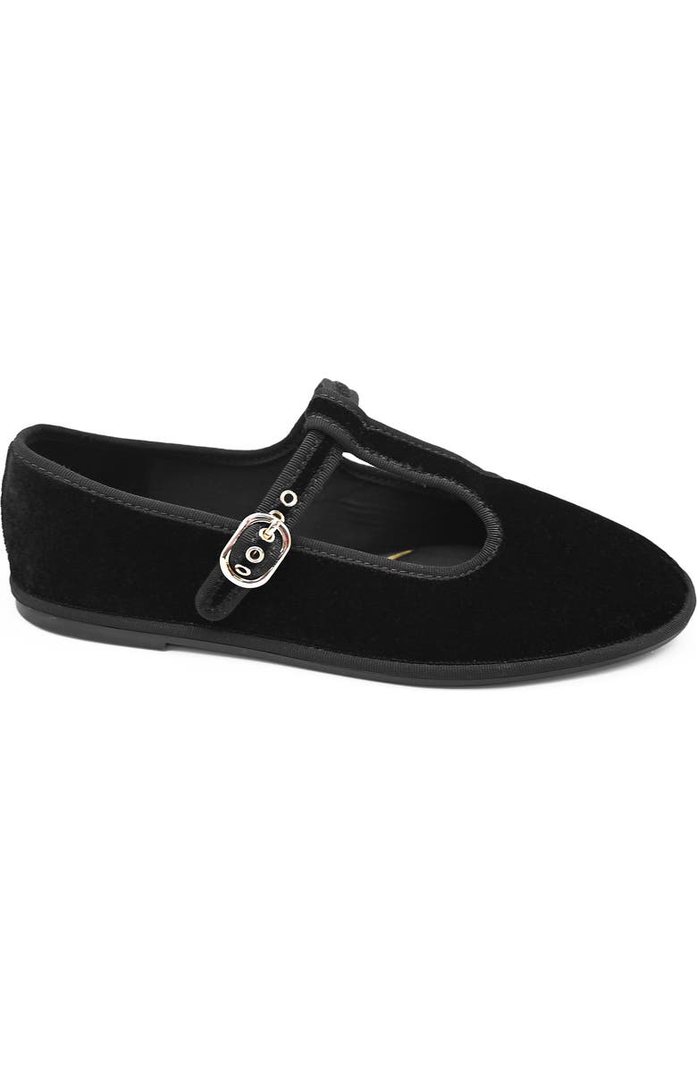 Kenneth Cole Verona T-Strap Flat, Main, color, Black Velvet