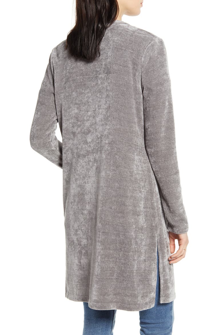 Chenille Longline Cardigan, Alternate, color, GREY