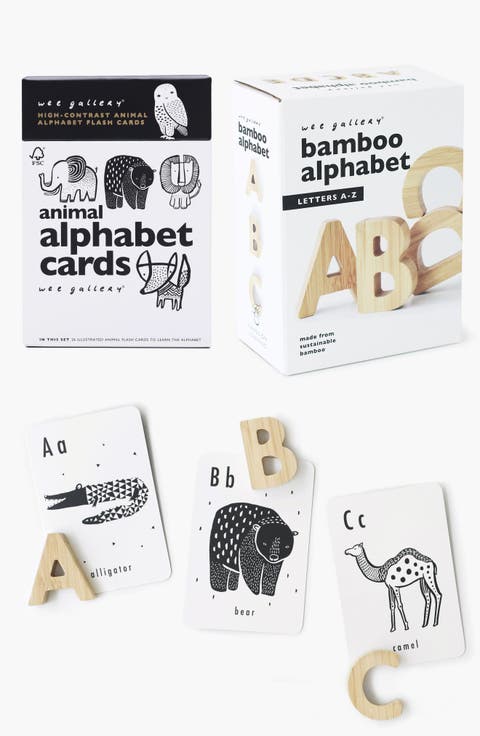 Wooden Alphabet Letters and Animal Alphabet Cards Bundle