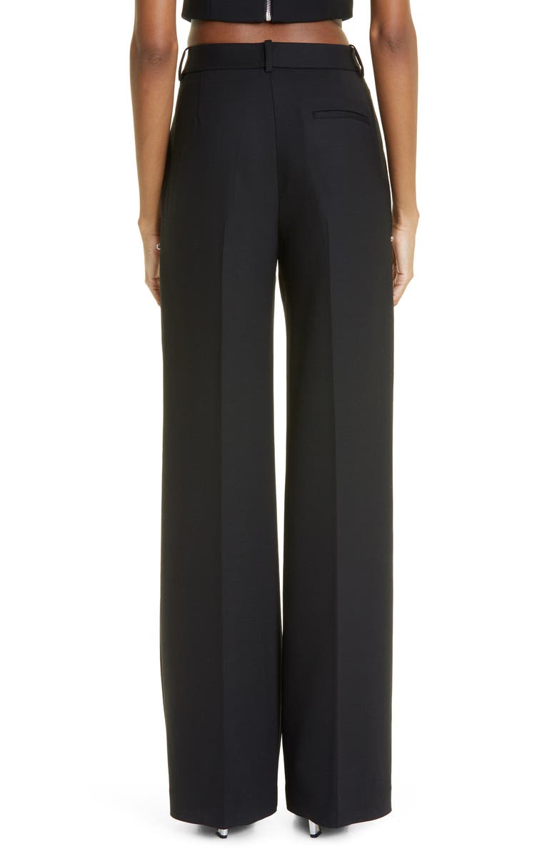 Area Crystal Slit Crepe Wide Leg Pants, Alternate, color, 