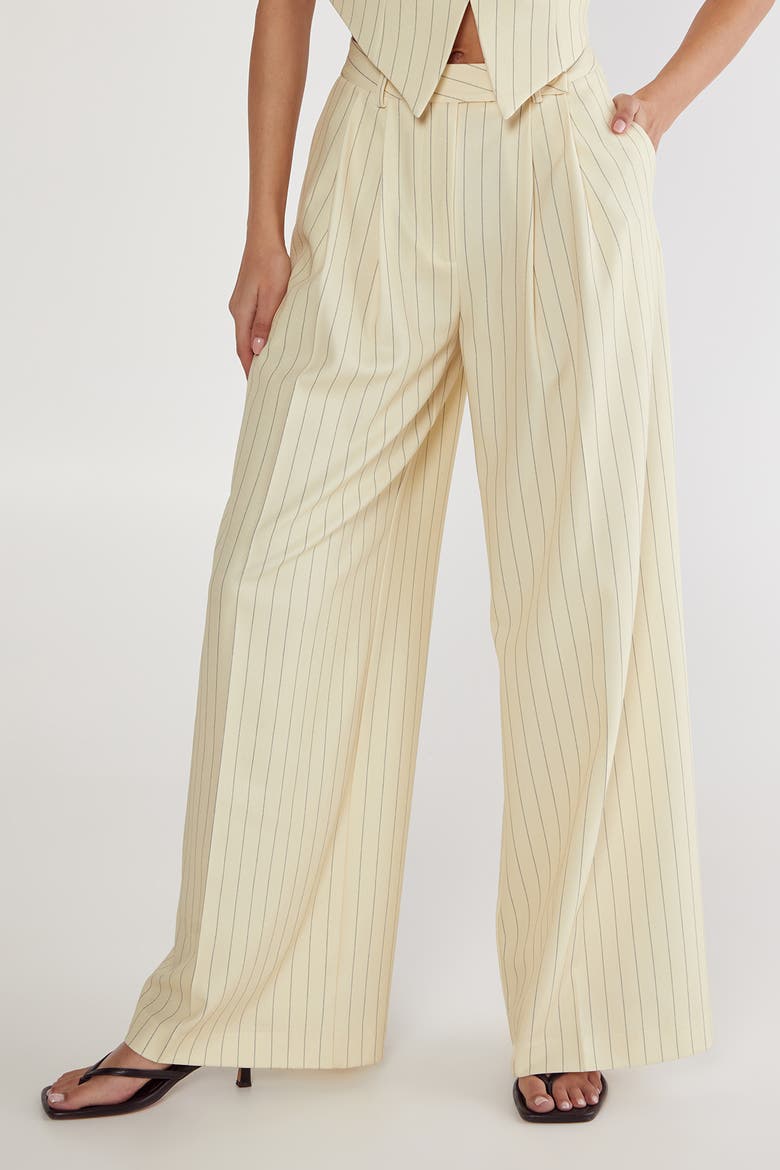 Pinstripe Tailored Pants, Main, color, Butter