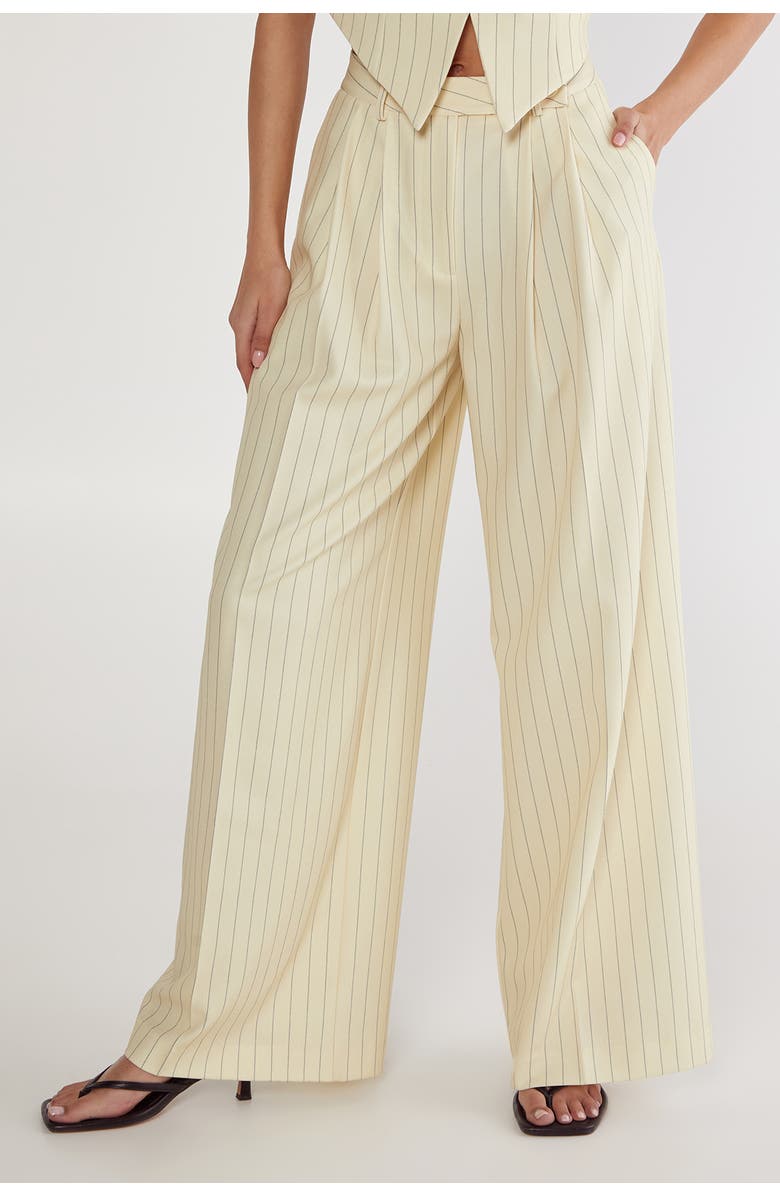 NASTY GAL Pinstripe Tailored Pants, Main, color, Butter