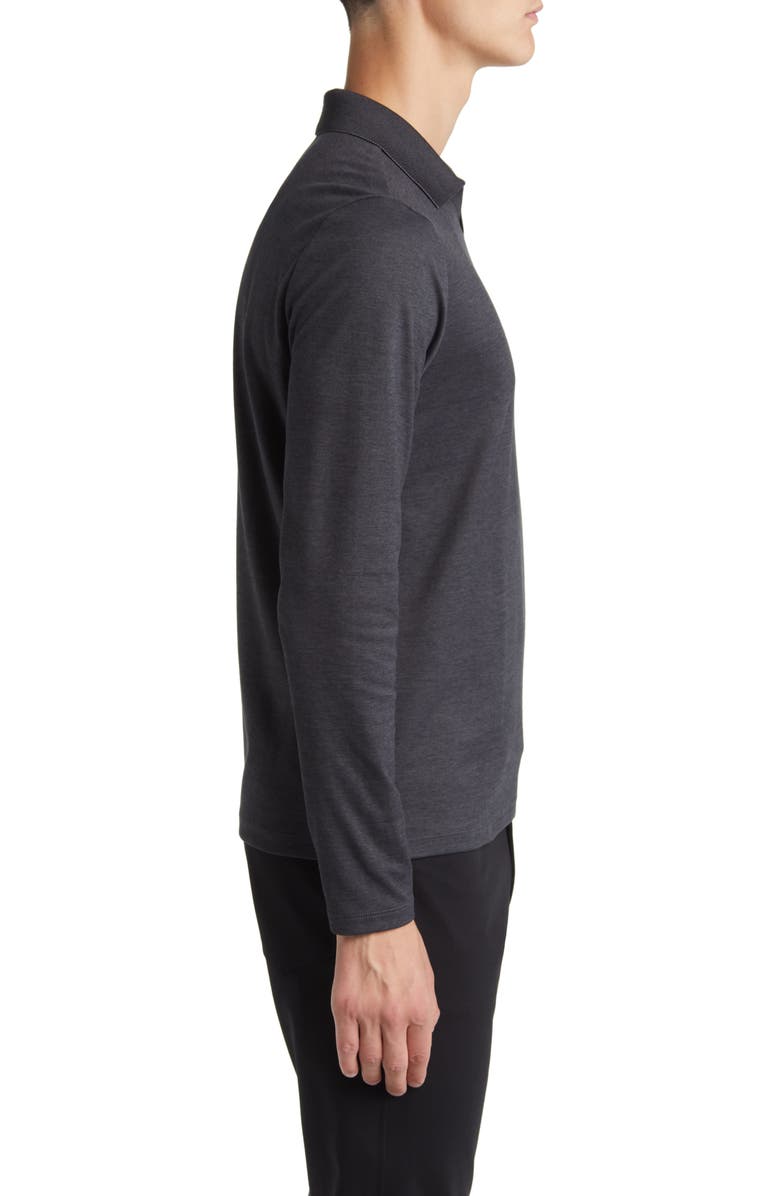 Robert Barakett Adison Long Sleeve Johnny Collar Polo, Alternate, color, Charcoal