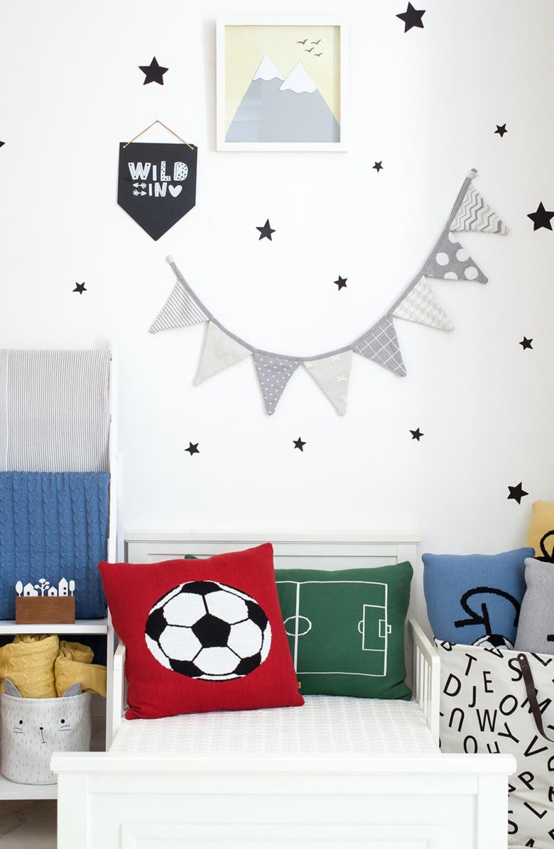 RIAN TRICOT Soccer Ball Accent Pillow, Alternate, color, Dark Red