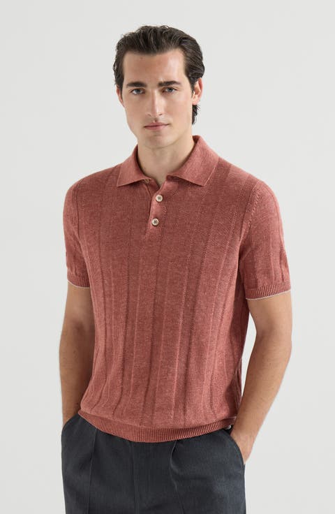 Rib knit polo