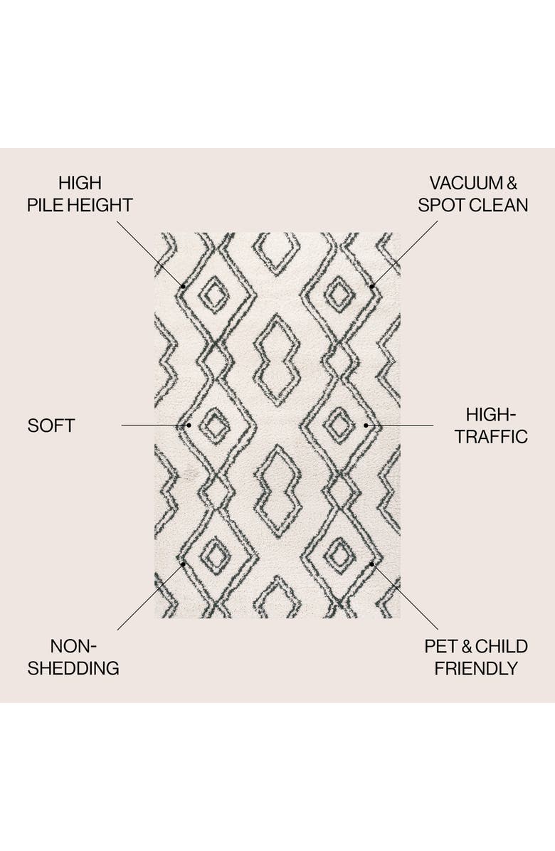 JONATHAN Y Deia Moroccan Style Diamond Shag Area Rug, Alternate, color, White/Gray