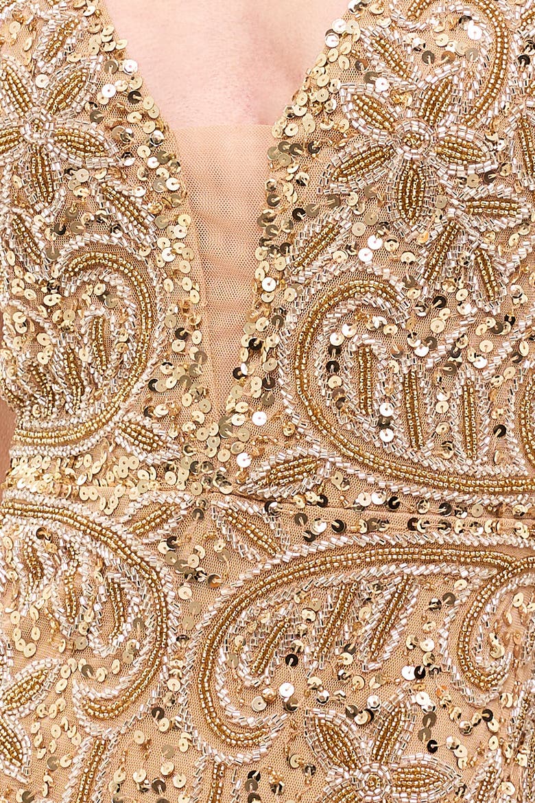 Embellished Sequin Maxi Dress With Trail, Alternate, color, RICHMOND