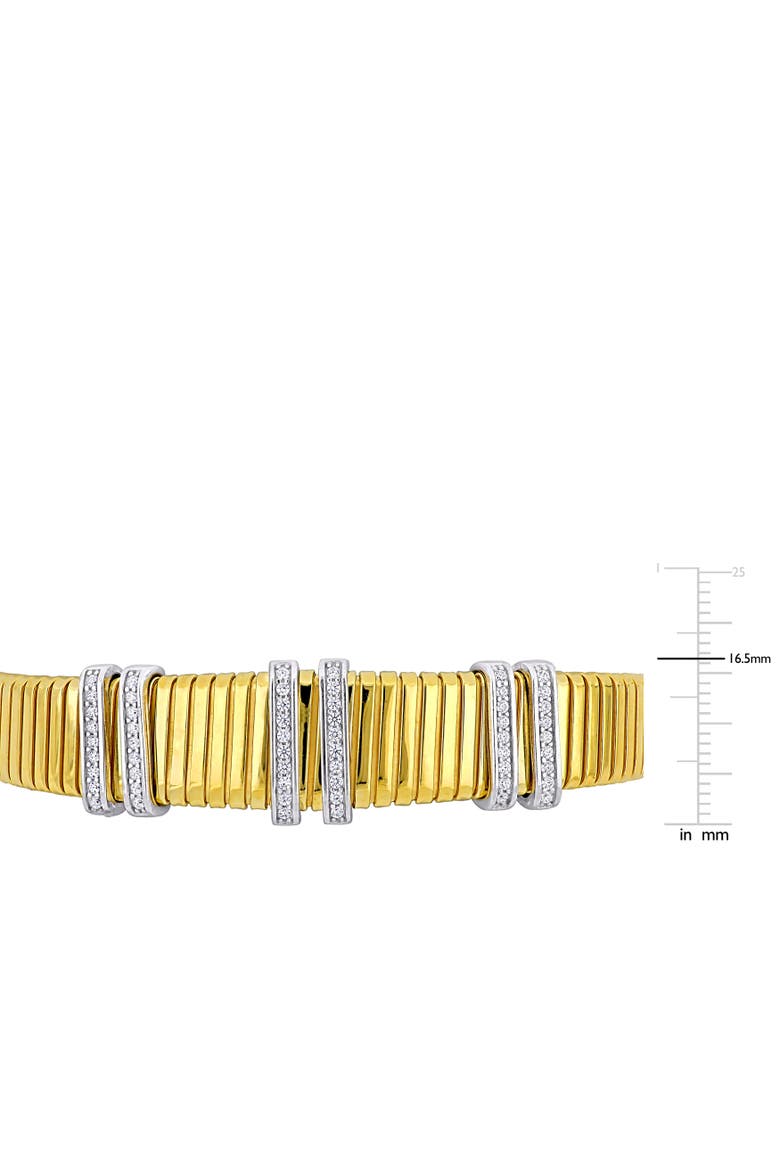Cubic Zirconia Omega Wide Bangle Bracelet Two-Tone, Alternate, color, Yellow-Plated