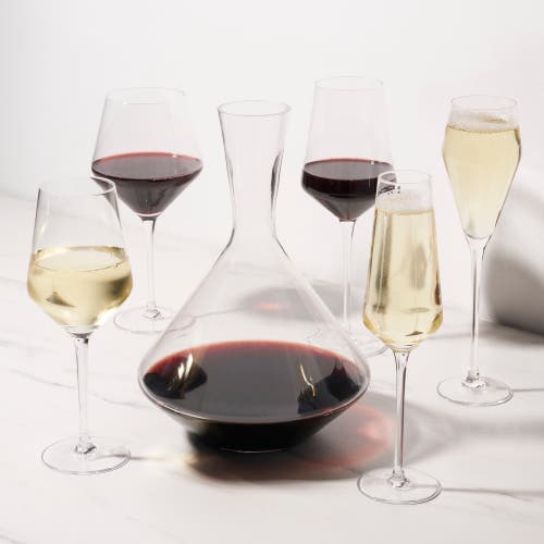 Viski Raye Crystal 3-piece Angled Bordeaux Decanter And Wine Glass Set In Clear