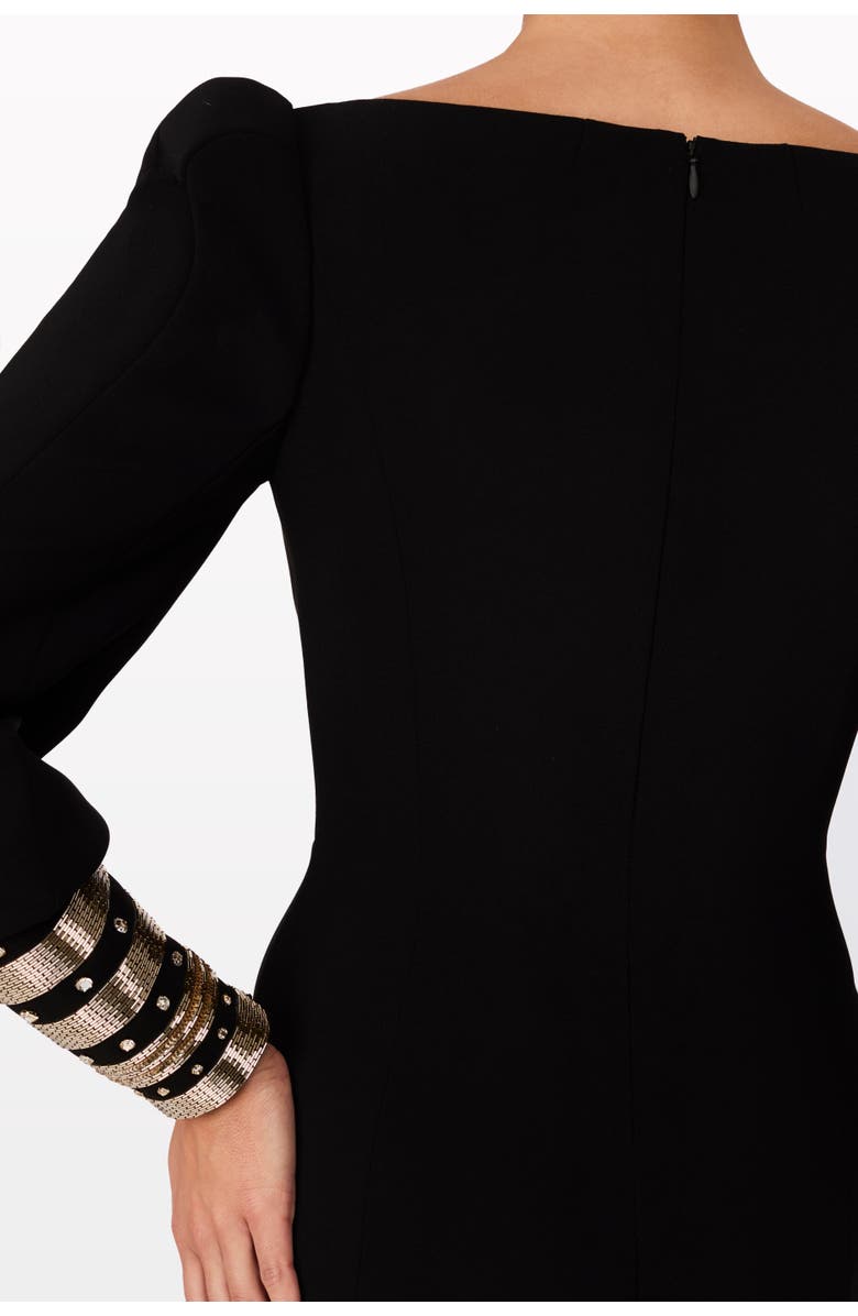 Jenny Packham Francolin embellished-cuffs puff-sleeve maxi dress, Alternate, color, Liquorice