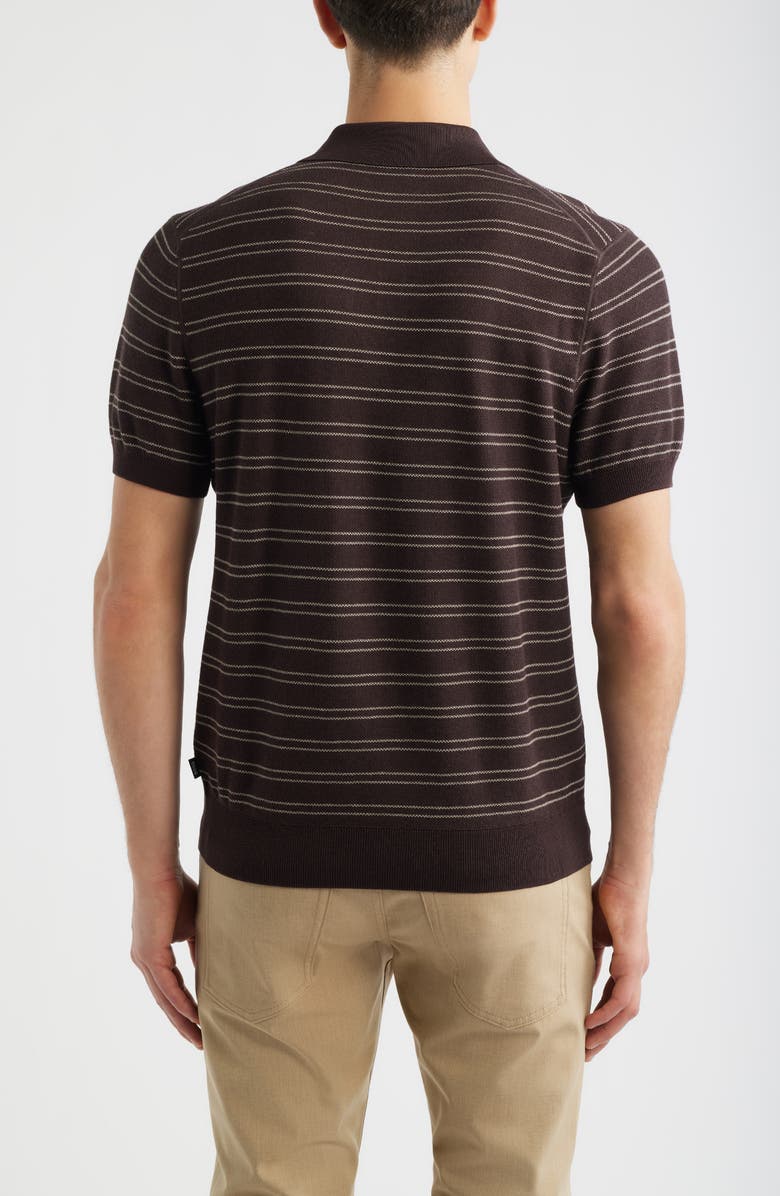 BOSS H-Narciso Stripe Johnny Collar Polo, Alternate, color, Dark Brown