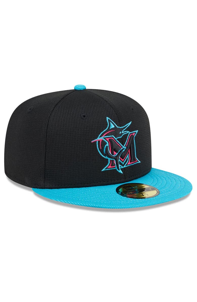 New Era Men's New Era Black/Teal Miami Marlins 2025 City Connect Batting Practice 59FIFTY Fitted Hat, Alternate, color, 