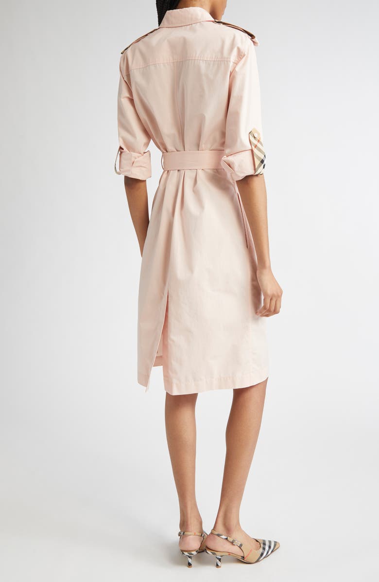 Burberry Long Sleeve Cotton Poplin Belted Shirtdres, Alternate, color, 