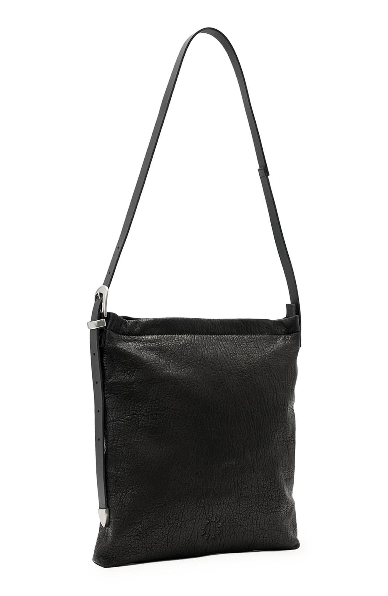 AllSaints Haven Leather Crossbody Bag, Alternate, color, Black