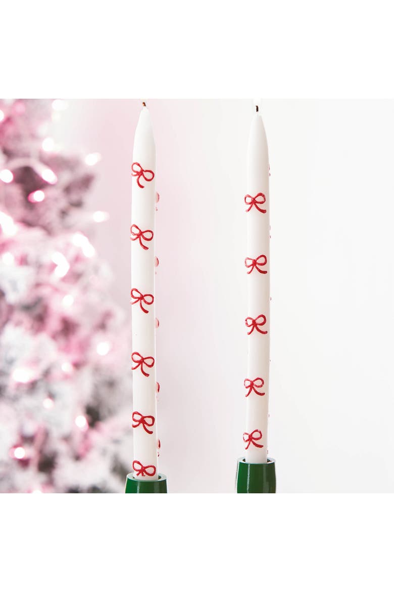 Very Merry Hand Painted Taper Candles Set of Two Christmas, Alternate, color, White
