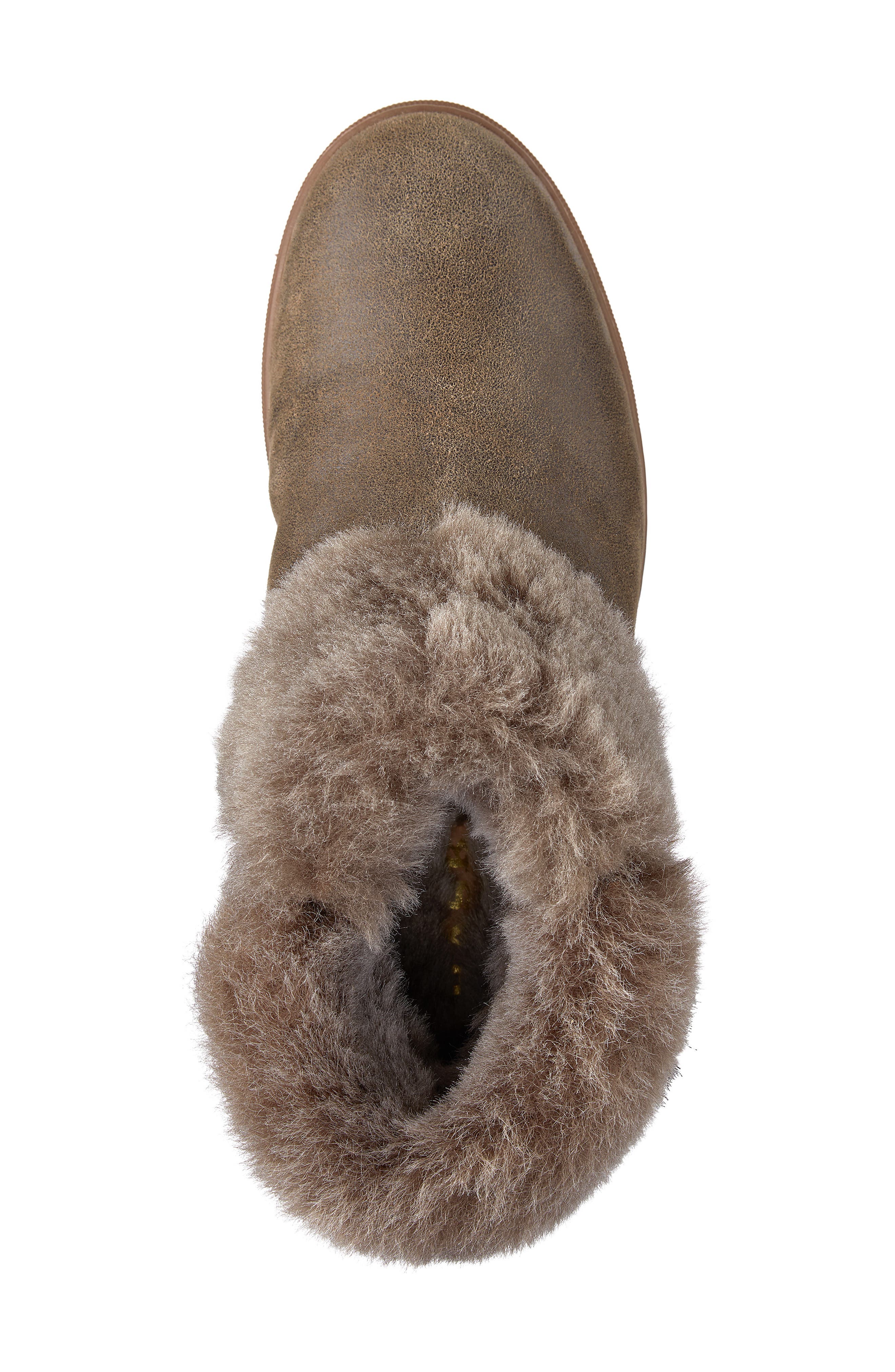 Lexi Genuine Shearling Sneaker, Alternate, color, BROWN/ BROWN LEATHER