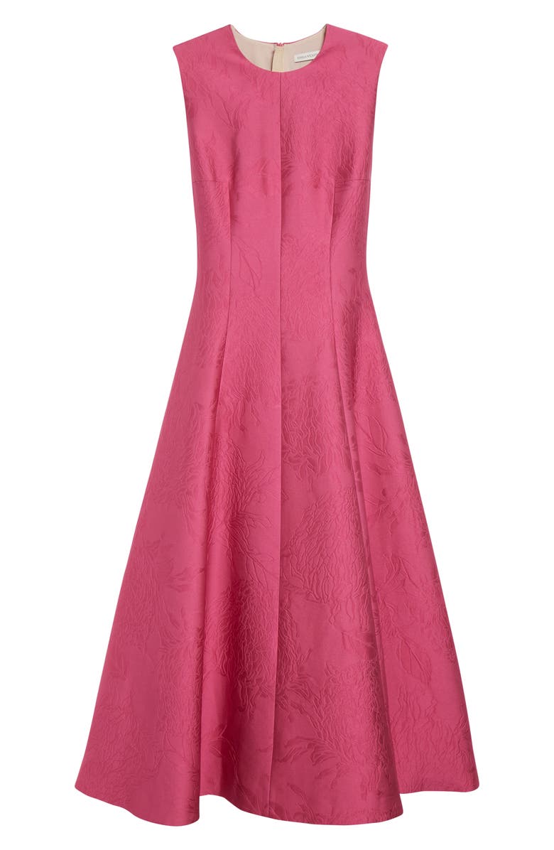 Emilia Wickstead Mara Floral Cloqué Fit & Flare Dress, Alternate, color, Hot Pink