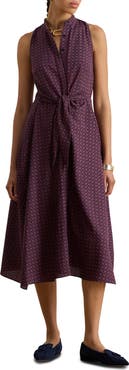 Lauren Ralph Lauren Tie Front Foulard Sleeveless Dress