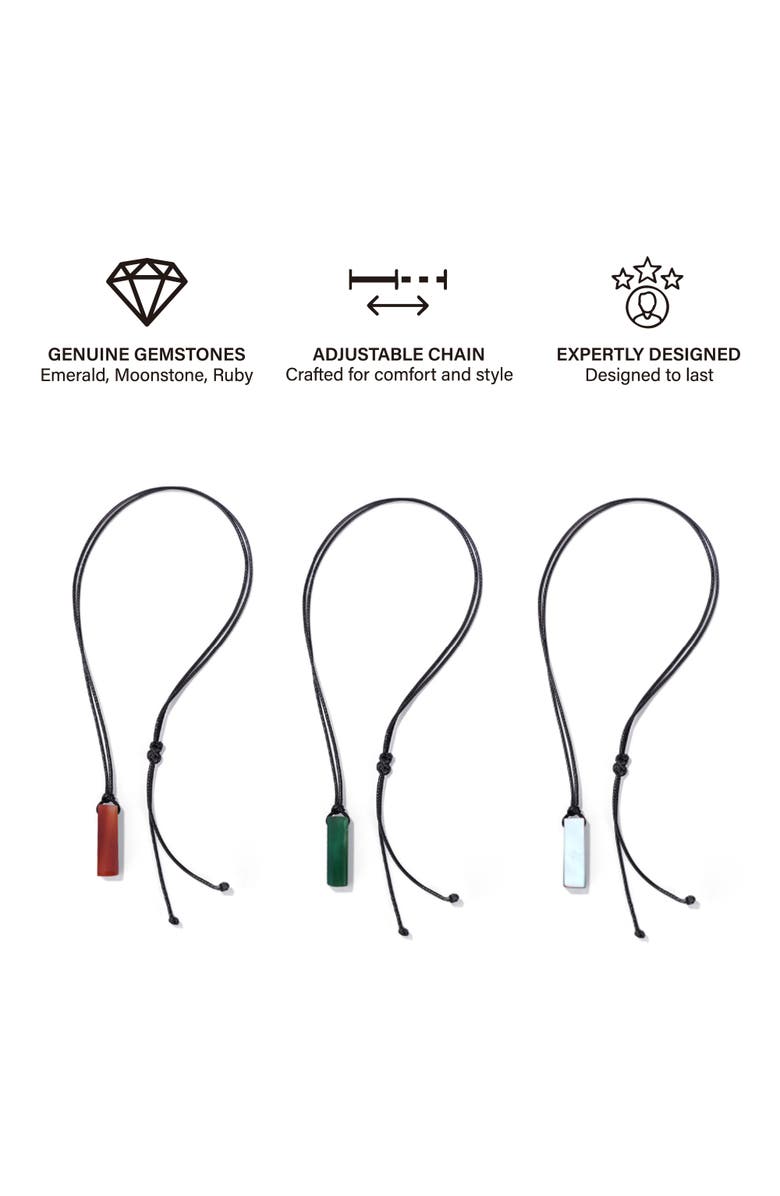 PURSONIC Mindful Energy Jewelry Set Natural Lava Stone Bracelet with Essential Oils Set & Trinity Gemstone Necklace, Alternate, color, Multicolor