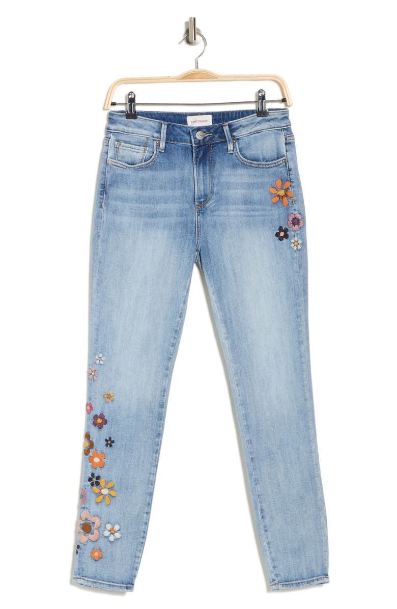 Driftwood Jackie x Boogie Nights Floral Embroidered Skinny Jeans, Alternate, color, 