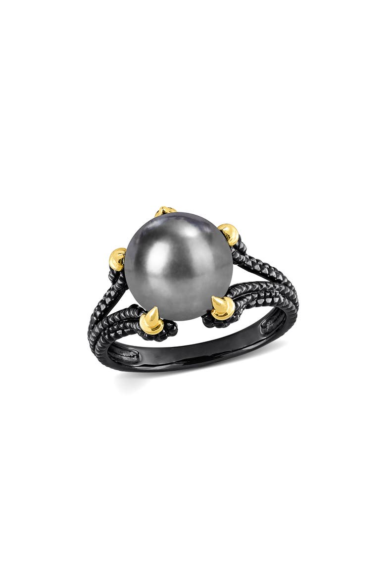 Men's 10.5–11mm Cultured Freshwater Pearl Claw Ring, Main, color, BLACK