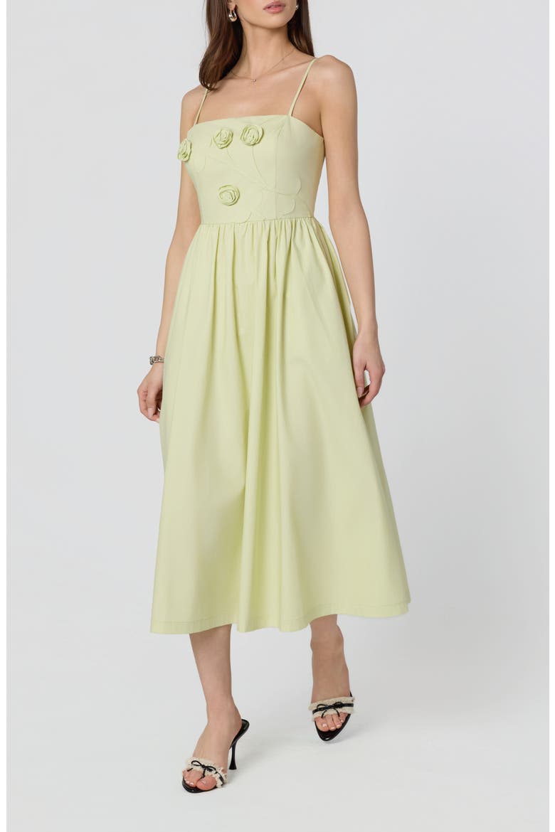 Silvie Floral Appliqué Party Dress, Alternate, color, CELERY