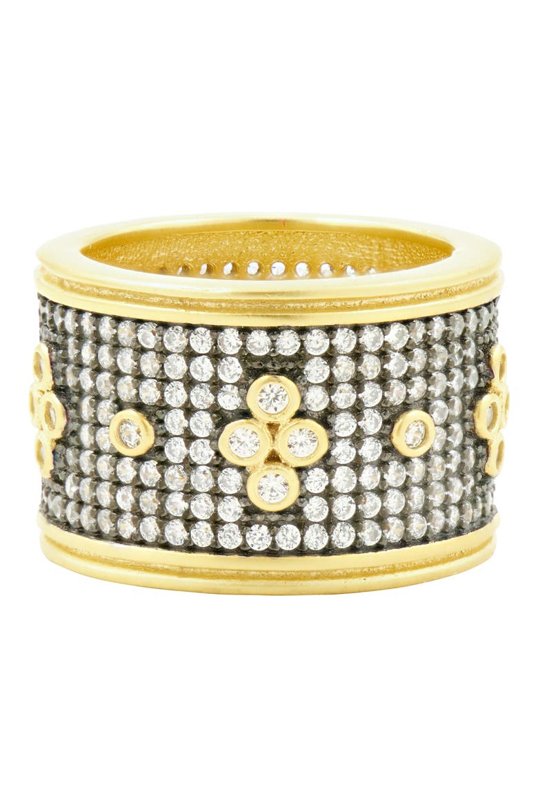 Clover Wide Band Ring, Main, color, BLACK/ WHITE/ GOLD