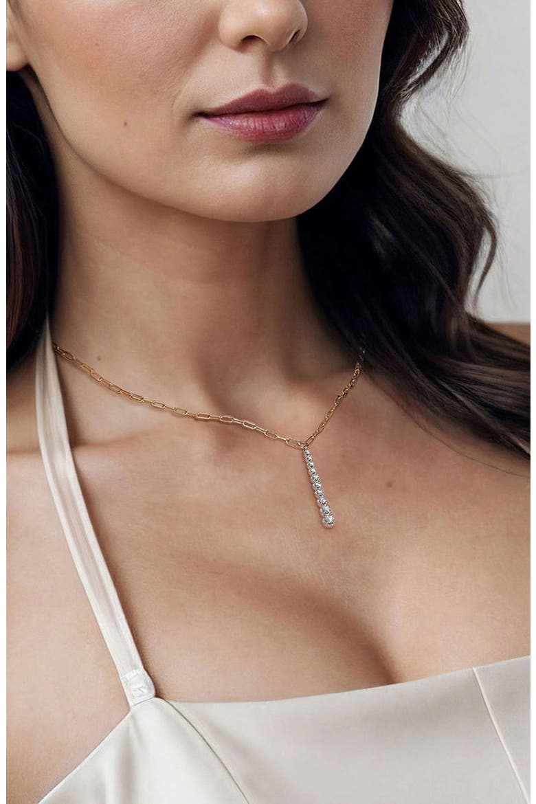 Bujukan Linear Diamond Pendant Necklace, Alternate, color, TWO TONE
