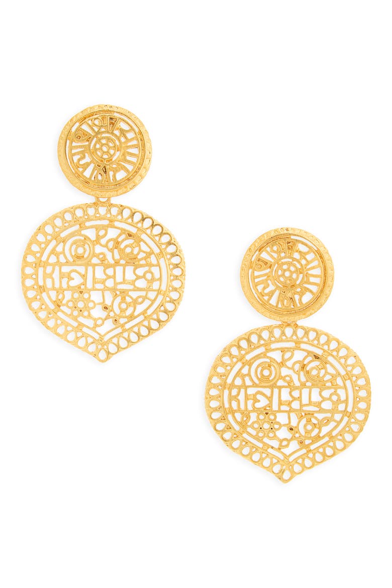 Golden Filigree Drop Earrings, Main, color, GOLD